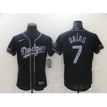 Men Los Angeles Dodgers 7 Urias Black Colorful Edition Elite 2021 Nike MLB Jersey