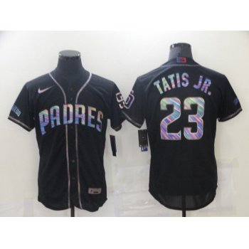 Men San Diego Padres 23 Tatis jr Black Colorful Edition Elite 2021 Nike MLB Jersey