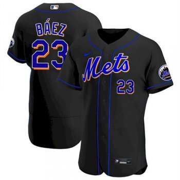 Men's New York Mets #23 Javier Baez Black Anthentic Nike Jersey