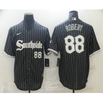 Men's Chicago White Sox #88 Luis Robert Black With Small Number 2021 City Connect Stitched MLB Cool Base Nike Jersey