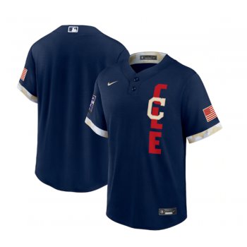 Men's Cleveland Indians Blank 2021 Navy All-Star Cool Base Stitched MLB Jersey