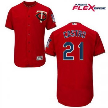 Men's Minnesota Twins #21 Jason Castro Scarlet Red Alternate Stitched MLB Majestic Flex Base Jersey