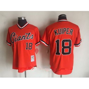 Men's San Francisco Giants #18 Duane Kuiper Orange Pullover Throwback Cooperstown Collection Stitched MLB Mitchell & Ness Jersey