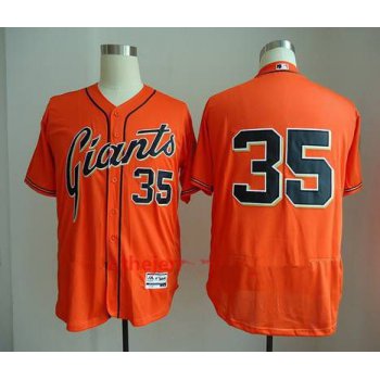 Men's San Francisco Giants #35 Brandon Crawford No Name Orange Stitched MLB Majestic Flex Base Jersey
