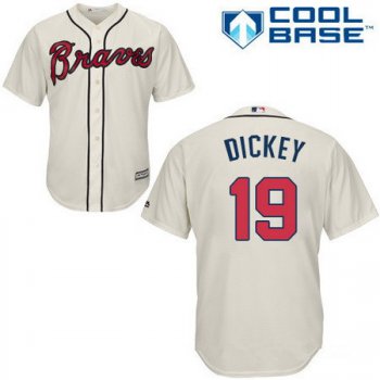 Men's Atlanta Braves #19 R.A. Dickey Cream Alternate Stitched MLB Majestic Cool Base Jersey