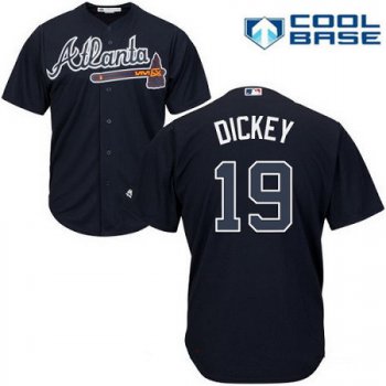 Men's Atlanta Braves #19 R.A. Dickey Navy Blue Alternate Stitched MLB Majestic Cool Base Jersey