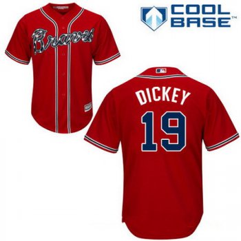 Men's Atlanta Braves #19 R.A. Dickey Red Alternate Stitched MLB Majestic Cool Base Jersey