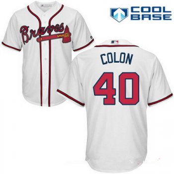 Men's Atlanta Braves #40 Bartolo Colon White Home Stitched MLB Majestic Cool Base Jersey