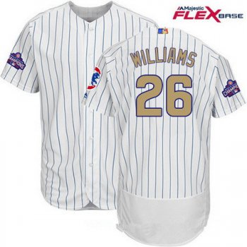 Men's Chicago Cubs #26 Billy Williams White World Series Champions Gold Stitched MLB Majestic 2017 Flex Base Jersey