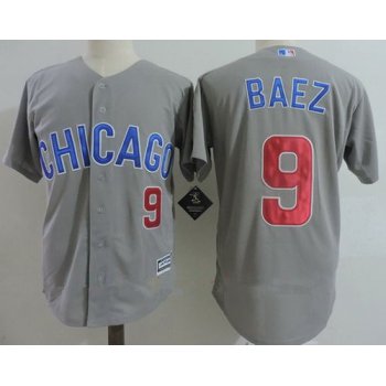 Men's Chicago Cubs #9 Javier Baez Gray Road with Small Number Stitched MLB Majestic Cool Base Jersey