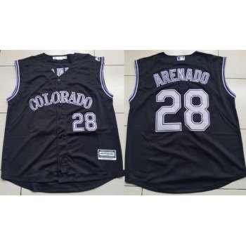 Men's Colorado Rockies #28 Nolan Arenado Black Vest Sleeveless Stitched MLB Majestic Cool Base Jersey