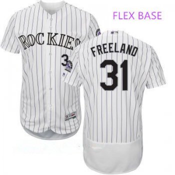 Men's Colorado Rockies #31 Kyle Freeland White Home Stitched MLB Majestic Flex Base Jersey