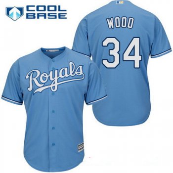 Men's Kansas City Royals #34 Travis Wood Light Blue Alternate Stitched MLB Majestic Cool Base Jersey