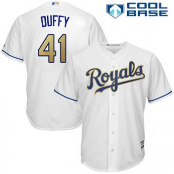 Men's Kansas City Royals #41 Danny Duffy White Home Stitched MLB Majestic 2017 Cool Base Jersey