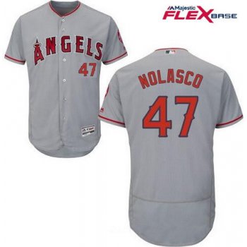 Men's Los Angeles Angels of Anaheim #47 Ricky Nolasco Gray Road Stitched MLB Majestic Flex Base Jersey