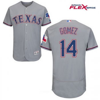 Men's Texas Rangers #14 Carlos Gomez Gray Road Stitched MLB Majestic Flex Base Jersey