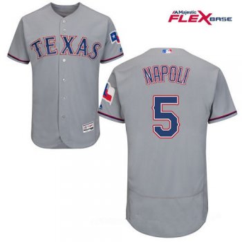 Men's Texas Rangers #5 Mike Napoli Gray Road Stitched MLB Majestic Flex Base Jersey