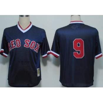Boston Red Sox #9 Ted Williams 1990 Mesh BP Navy Blue Throwabck Jersey