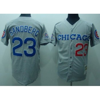 Chicago Cubs #23 Ryne Sandberg 1990 Gray Throwback Jersey