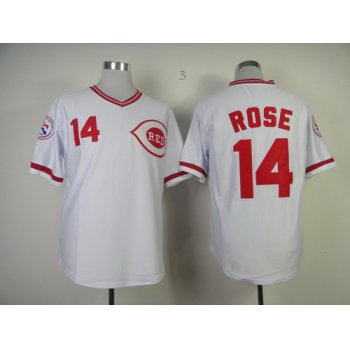 Cincinnati Reds #14 Pete Rose 1976 White Throwback Jersey