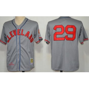 Cleveland Indians #29 Satchel Paige 1948 Gray Wool Throwback Jersey
