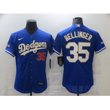 Men Los Angeles Dodgers 35 Bellinger Blue Elite 2021 Nike MLB Jersey