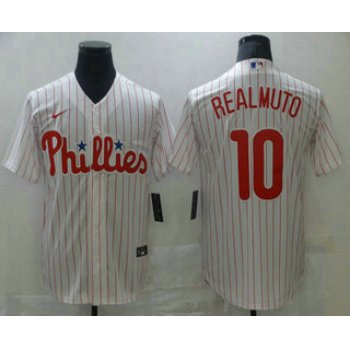 Men's Philadelphia Phillies #10 J.T. Realmuto White Stitched MLB Cool Base Nike Jersey