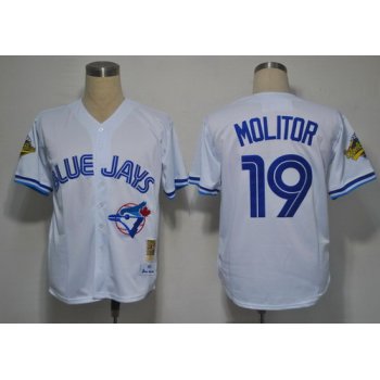 Toronto Blue Jays #19 Paul Molitor 1993 White Throwback Jersey