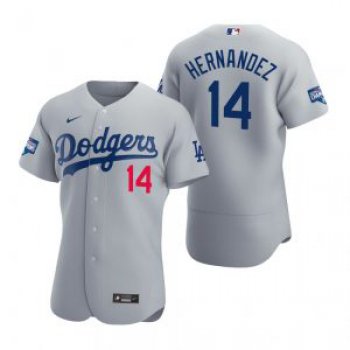 Los Angeles Dodgers #14 Enrique Hernandez Gray 2020 World Series Champions Jersey