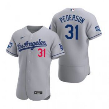 Los Angeles Dodgers #31 Joc Pederson Gray 2020 World Series Champions Road Jersey