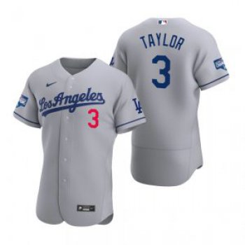 Los Angeles Dodgers #3 Chris Taylor Gray 2020 World Series Champions Road Jersey
