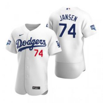 Los Angeles Dodgers #74 Kenley Jansen White 2020 World Series Champions Jersey
