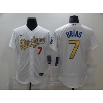 Men's Los Angeles Dodgers #7 Julio Urias 2020 White Gold Sttiched Nike MLB Jersey