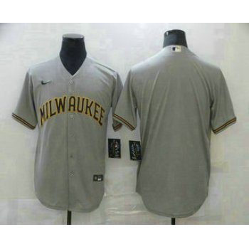 Men's Milwaukee Brewers Blank Gray Stitched MLB Cool Base Nike Jersey
