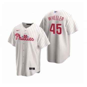 Mens Nike Philadelphia Phillies 45 Zack Wheeler White Home Stitched Baseball Jersey