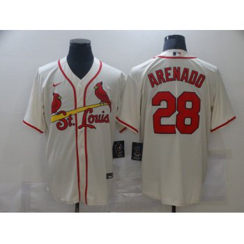 Men's St. Louis Cardinals #28 Nolan Arenado Cream Stitched MLB Cool Base Nike Jersey