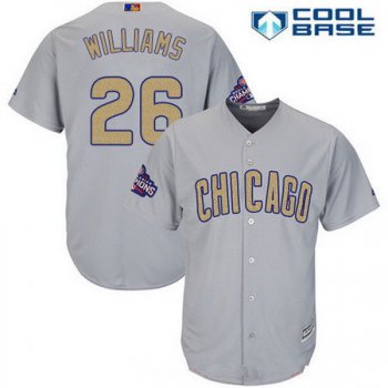 Men's Chicago Cubs #26 Billy Williams Gray World Series Champions Gold Stitched MLB Majestic 2017 Cool Base Jersey