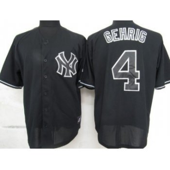 New York Yankees #4 Lou Gehrig Black Fashion Jersey