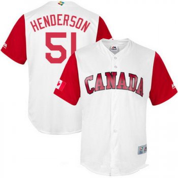 Men's Team Canada Baseball Majestic #51 Jim Henderson White 2017 World Baseball Classic Stitched Replica Jersey