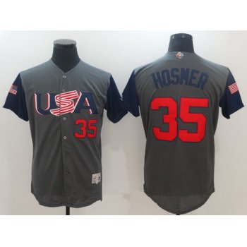 Men's Team USA Baseball Majestic #35 Eric Hosmer Gray 2017 World Baseball Classic Stitched Authentic Jersey