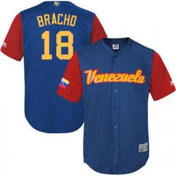 Men's Team Venezuela Baseball Majestic #18 Silvino Bracho Royal Blue 2017 World Baseball Classic Stitched Replica Jersey
