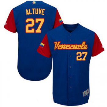 Men's Team Venezuela Baseball Majestic #27 Jose Altuve Royal Blue 2017 World Baseball Classic Stitched Authentic Jersey