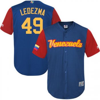Men's Team Venezuela Baseball Majestic #49 Wil Ledezma Royal Blue 2017 World Baseball Classic Stitched Replica Jersey