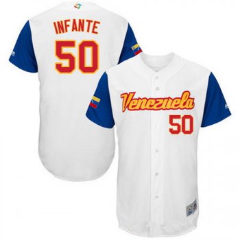 Men's Team Venezuela Baseball Majestic #50 Gregory Infante White 2017 World Baseball Classic Stitched Authentic Jersey