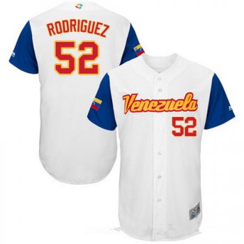 Men's Team Venezuela Baseball Majestic #52 Eduardo Rodriguez White 2017 World Baseball Classic Stitched Authentic Jersey