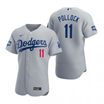 Los Angeles Dodgers #11 A.J. Pollock Gray 2020 World Series Champions Jersey