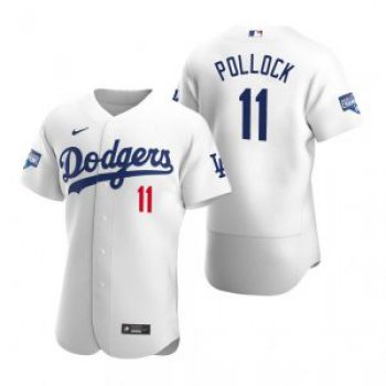 Los Angeles Dodgers #11 A.J. Pollock White 2020 World Series Champions Jersey