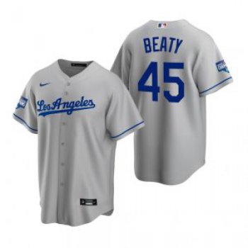 Los Angeles Dodgers #45 Matt Beaty Gray 2020 World Series Champions Replica Jersey