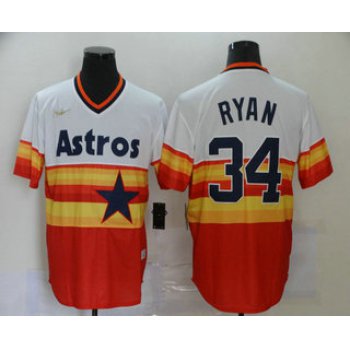 Men's Houston Astros #34 Nolan Ryan Orange Rainbow Cooperstown Stitched MLB Cool Base Nike Jersey