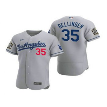 Men's Los Angeles Dodgers #35 Cody Bellinger Gray 2020 World Series Authentic Road Flex Nike Jersey